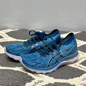 ASICS Gel Nimbus 23 Women's Athletic Shoes in Blue and White